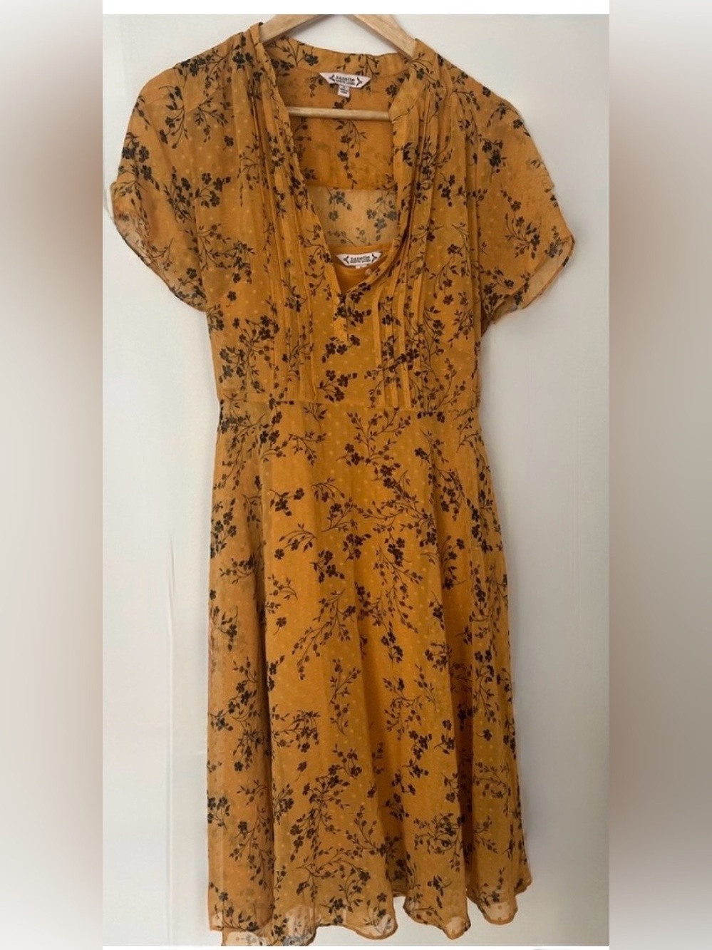 NWOT Nannette Lepore Mustard Yellow Floral Mustard Dress Size 2